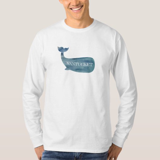 Nantucket Blue Whale Beach Long Sleeve T-Shirt (Vorderseite)