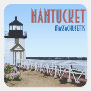 Nantucket Brant Point Leuchtturm Massachusetts Quadratischer Aufkleber