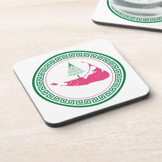 Nantucket Christmas Stroll Ornament w Tree Getränkeuntersetzer (Linke Seite)