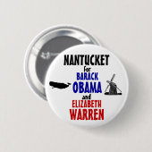 Nantucket für Obama und Waren 2012 Button (Vorne & Hinten)