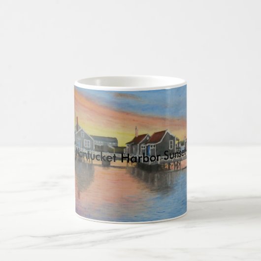 Nantucket Hafen-Sonnenuntergang Kaffeetasse (Mittel)