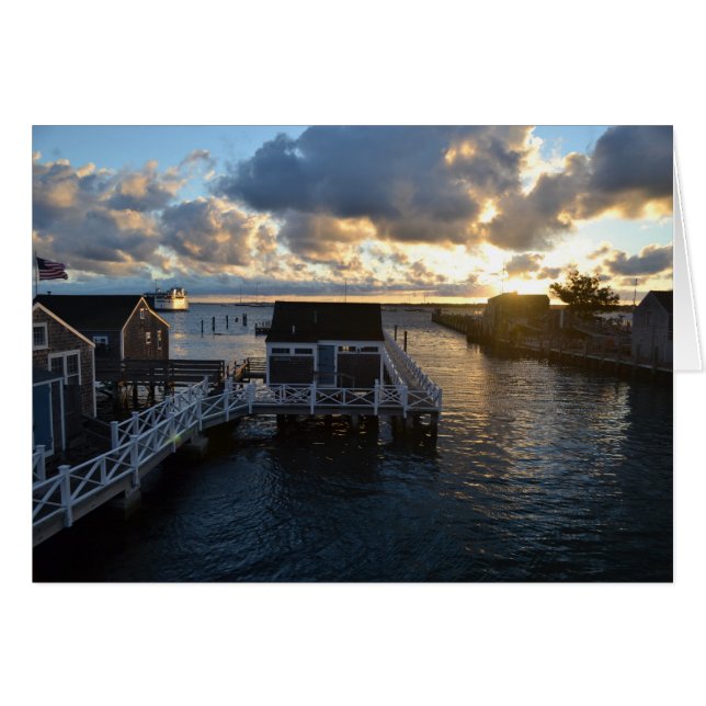 Nantucket Harbour Sunrise Card (Vorderseite (Horizontal))