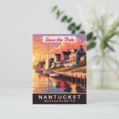 Nantucket, Häuser an der Wasserfront, Save The Date (Stehend Vorderseite)