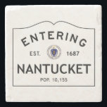 Nantucket hereinkommender Zeichen-Untersetzer Steinuntersetzer<br><div class="desc">Hereinkommendes Nantucket Massachusetts Stadtzeichen entwerfen auf fantastischem MarmorUntersetzer.</div>