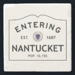 Nantucket hereinkommender Zeichen-Untersetzer Steinuntersetzer<br><div class="desc">Hereinkommendes Nantucket Massachusetts Stadtzeichen entwerfen auf fantastischem MarmorUntersetzer.</div>