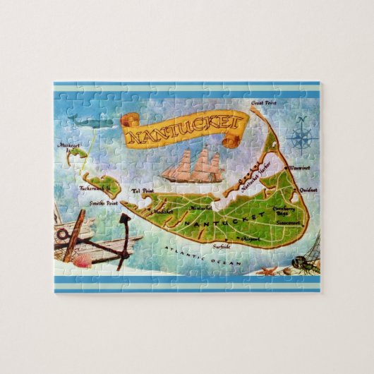 Nantucket Insel 8x10 Karte Puzzle (Horizontal)