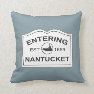 Nantucket Insel, Est 1659 mit Karte im Denim-Blau Kissen