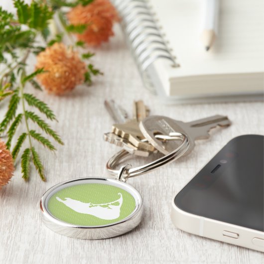 Nantucket Insel-Karten-Polka tun in weißem u. in Schlüsselanhänger (Seite)