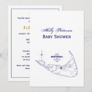 Nantucket Insel MA Vintage Karte Navy Blau