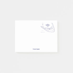 Nantucket Insel MA Vintage Karte Navy Blau Post-it Klebezettel