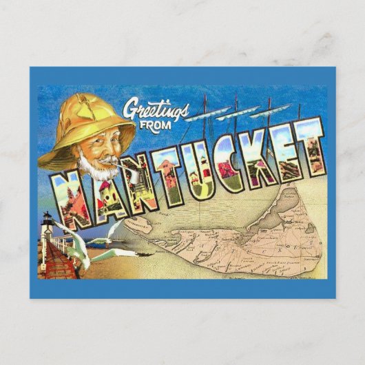 Nantucket Insel Vintage Postkarte (Vorderseite)