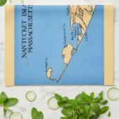 Nantucket Inselkarte Geschirrtuch (Gefaltet)