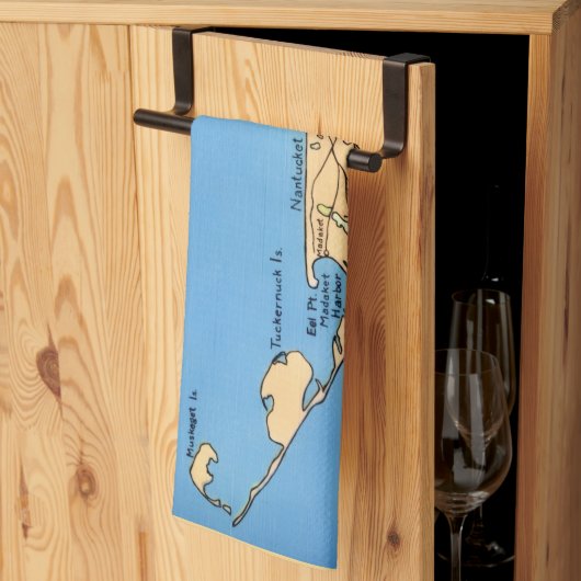 Nantucket Inselkarte Geschirrtuch (Drittel gefaltet)