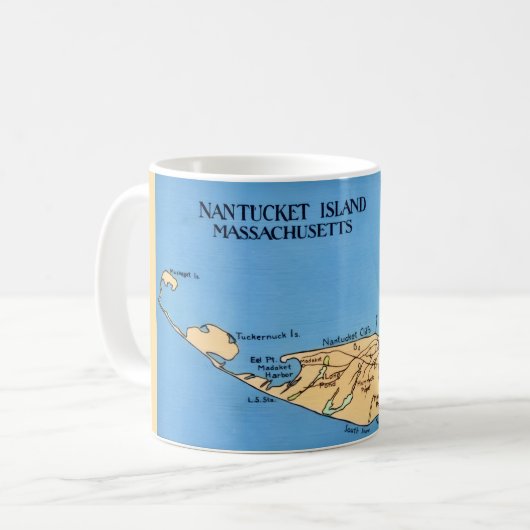 Nantucket Inselkarte Kaffeetasse (Vorderseite Links)