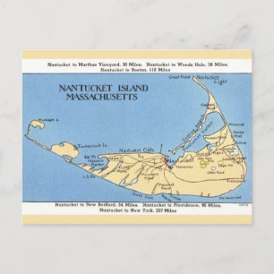 Nantucket Inselkarte  Postkarte