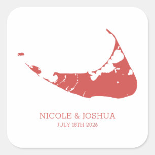 Nantucket Island Hochzeit Nantucket Rot Quadratischer Aufkleber