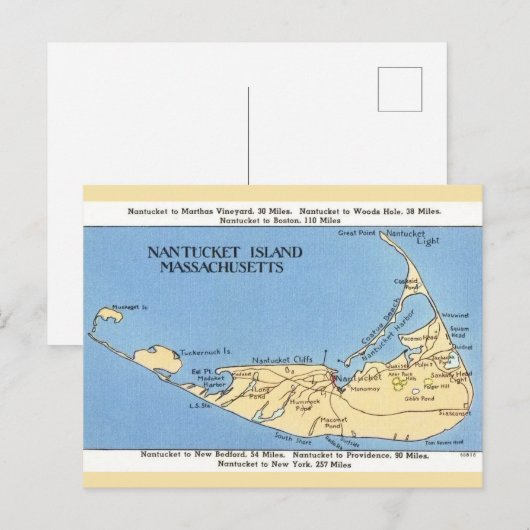 Nantucket Island Karte (Vorne/Hinten)