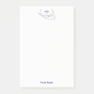 Nantucket Island MA Vintage Karte Navy Blau Post-it Klebezettel
