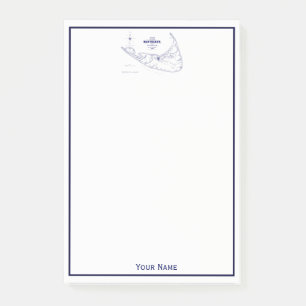Nantucket Island MA Vintage Karte Navy Blau Post-it Klebezettel