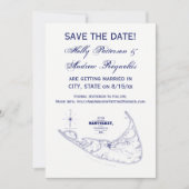 Nantucket Island MA Vintage Karte Navy Blue (Vorderseite)