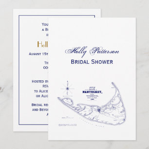 Nantucket Island MA Vintage Karte Navy Blue