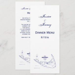 Nantucket Island MA Vintage Karte Navy Blue