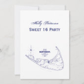 Nantucket Island MA Vintage Karte Navy Blue (Vorderseite)