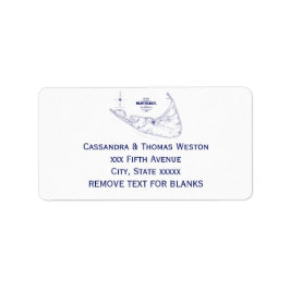 Nantucket Island MA Vintage Karte Navy Blue Adressaufkleber