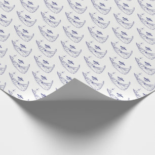 Nantucket Island MA Vintage Karte Navy Blue Geschenkpapier