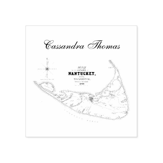 Nantucket Island MA Vintage Karte Navy Blue Gummistempel (Prägung)