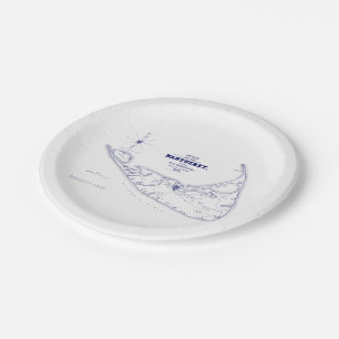 Nantucket Island MA Vintage Karte Navy Blue Pappteller