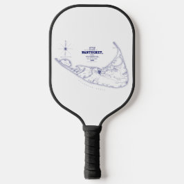 Nantucket Island MA Vintage Karte Navy Blue Pickleball Schläger