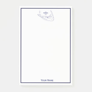 Nantucket Island MA Vintage Karte Navy Blue Post-it Klebezettel