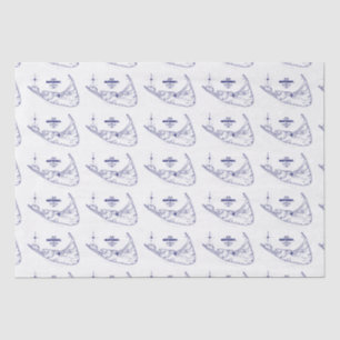Nantucket Island MA Vintage Karte Navy Blue Seidenpapier