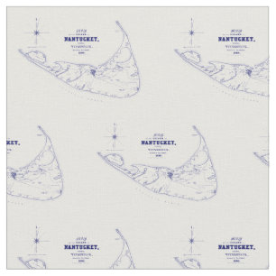 Nantucket Island MA Vintage Karte Navy Blue Stoff