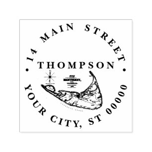 Nantucket Island MA Vintage Karte Permastempel