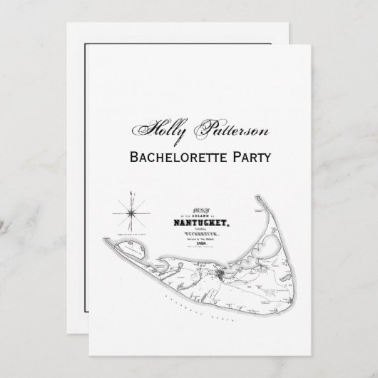 Nantucket Island MA Vintage Karte Schwarz (Vorne/Hinten)