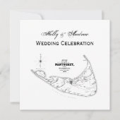 Nantucket Island MA Vintage Karte Schwarz (Vorderseite)