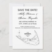 Nantucket Island MA Vintage Karte Schwarz (Vorderseite)