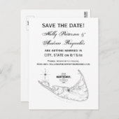 Nantucket Island MA Vintage Karte Schwarz (Vorne/Hinten)