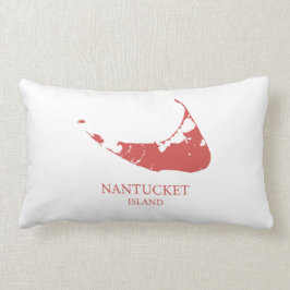 Nantucket Island Map nantucket red Lumbar Pillow Lendenkissen