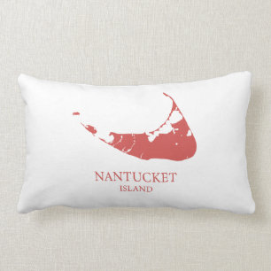 Nantucket Island Map nantucket red Lumbar Pillow Lendenkissen
