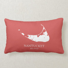 Nantucket Island Map nantucket red Lumbar Pillow Lendenkissen