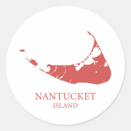 Nantucket Island Map nantucket red Runder Aufkleber