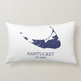 Nantucket Island Map navvy blue Lumbar Pillow Lendenkissen
