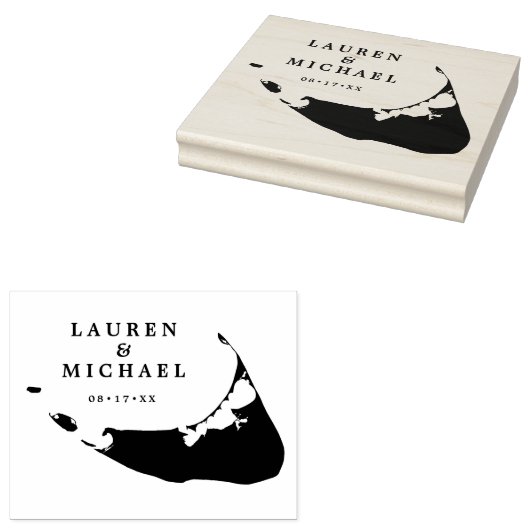 Nantucket Island Map Wedding Monogram Gummistempel (Stempel)