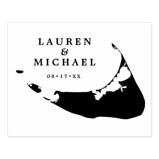 Nantucket Island Map Wedding Monogram Gummistempel (Prägung)