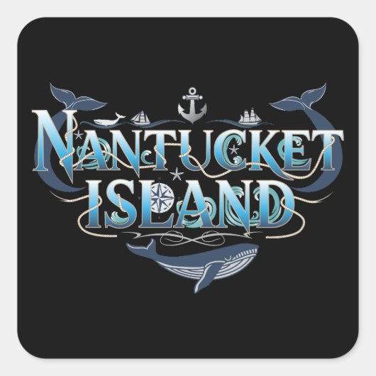 Nantucket Island Massachusetts Quadratischer Aufkleber (Vorderseite)