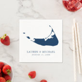 Nantucket Island Navy Blue Map Wedding Serviette (Beispiel)