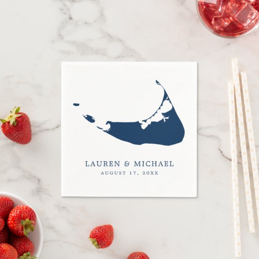 Nantucket Island Navy Blue Map Wedding Serviette (Beispiel)